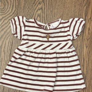 ARIZONA SUN DEVILS Striped Infant Dress Sz 18mo Maroon and White. EUC AC